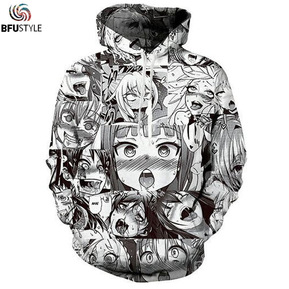 Anime Ahegao Hoodie Sweatshirt Men Women Fashion Autumn Winter Hip Hop Streetwear Hoody Hoodies Casual Male Tracksuit Dropship